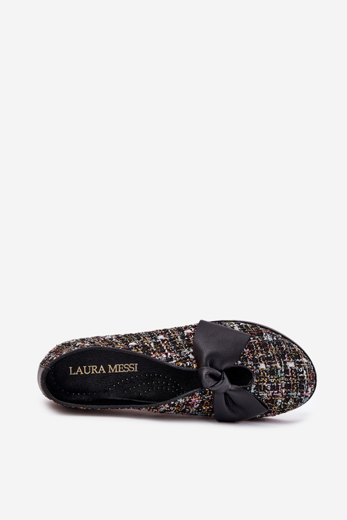 Leather Ballet Flats With Bow Laura Messi 2921 Black
