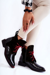 Leather Crocodile Booties Black and Red Pattern Cheyenne