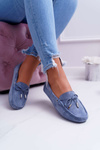 Women's Comfortable Eco-suede Moccasins Blue Memfi
