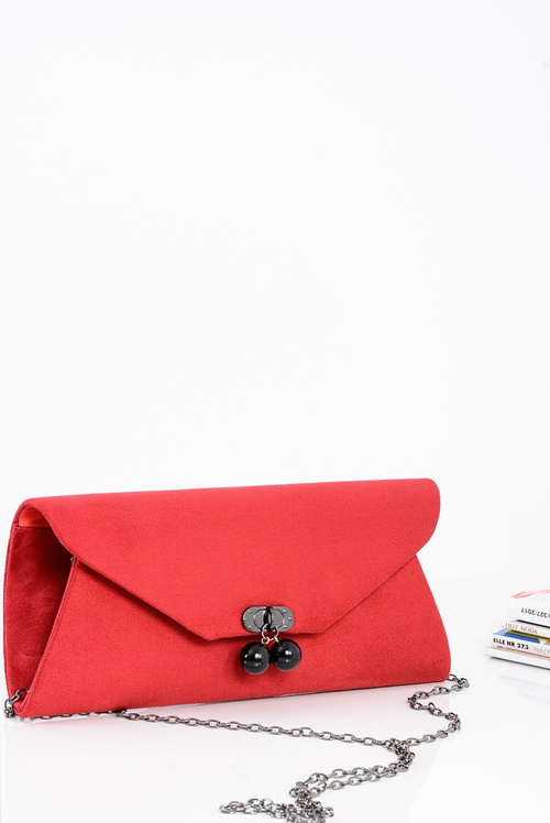 Red Women's Suede Clutch Handbag on Chain
