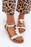 Women's Flat Sandals Made of White Eco Leather Jeritellia