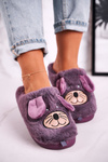 Women's Home Furry Mouse Slippers Violet Home Sweet Home