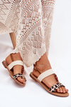 Flat Women Sandals With Beads Leopard Beige Virona