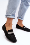 Women's Black Loafers with Rhinestones Ralrika