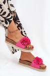 Womens platform sandals with decorative flowers fuchsia Tessara