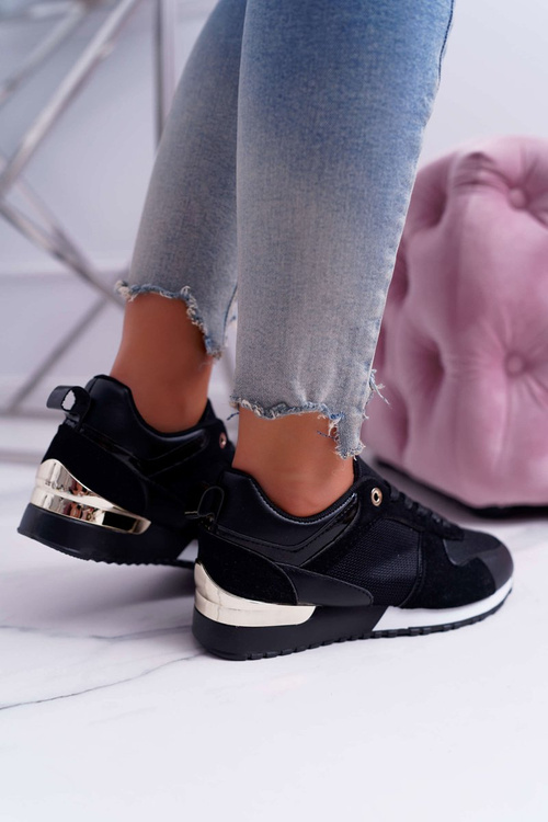 Sporty Women's Shoes Mesh Suede Black Merido