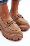 Chunky Women's Loafers With Chain Beige Dataia