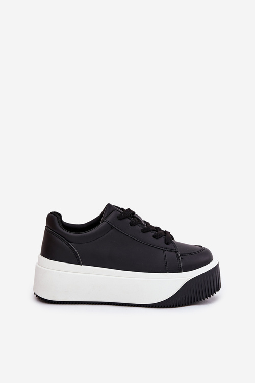 Sneakers On Massive Platform Smooth Black Tirvanis