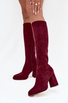 Women's Boots with Stitching on Block Heel Bordeaux Brivana