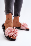 Women's Pink Flower Embellished Sandals Cellanen