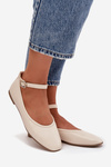 Women's Ballerinas with Strap and Buckle Beige Janelor