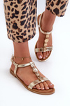 Flat Women's Sandals With Gold Decorations Muridia