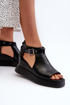 Women's Platform and Wedge Sandals in Black Eco Leather Hloeli