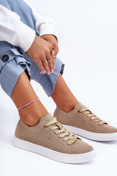 Women's Lace-up Sneakers Beige Etna