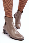 Women's Lacquered Boots On Embellished Heel D&A MR870-93 Grey