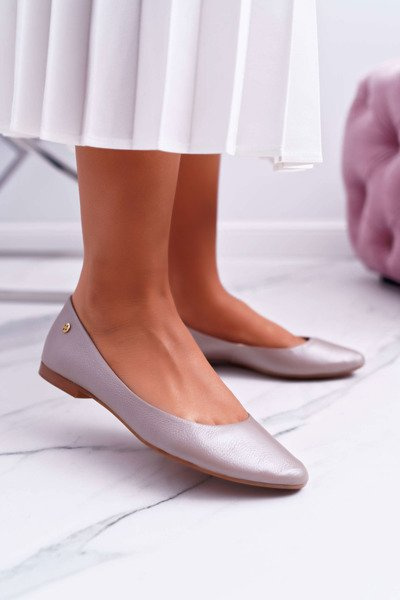 Women's Leather Ballerinas Maciejka Metallic Beige 04100-10