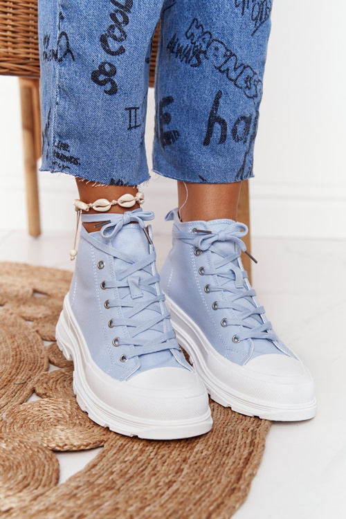 Women's High Sneakers On A Chunky Sole Blue Trissy