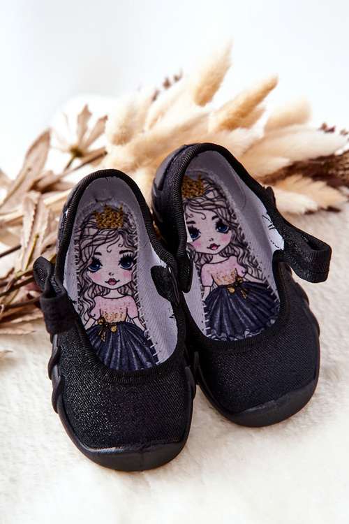 Papcie Baleriny Befado Błyszczące 109P227 Czarne