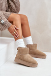 Women's Suede Snow Boots on Platform Above Ankle Beige Rianaella