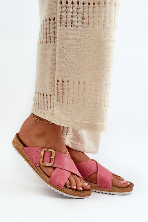 Klapki Wygodne Damskie Z Klamrą Różowe Inblu VO000012