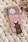 Women's Long Socks With Snowflakes Pink