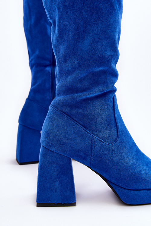 Women's insulated boots on a chunky heel in blue Layala