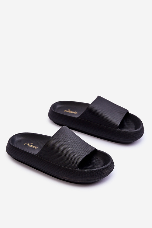 Fashion Foam Slippers On Chunky Platform Black Linnea
