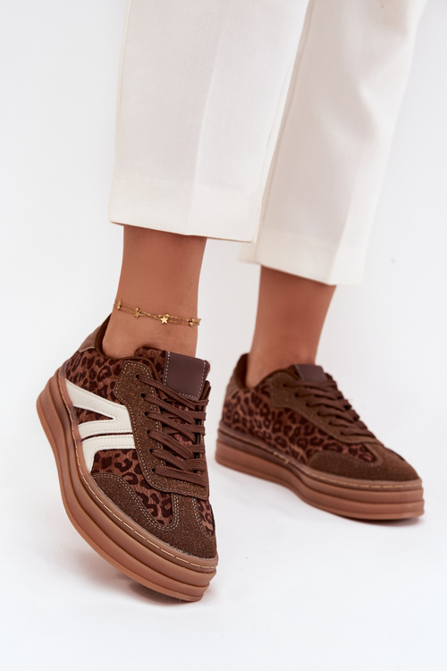 Women's Sneakers On Platform Leopard Print Brown Skye