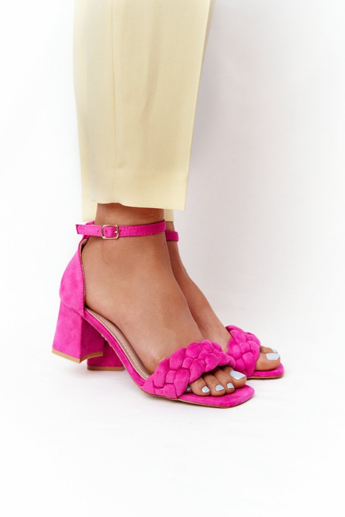 Suede High Heel Sandals Fuchsia Long Island