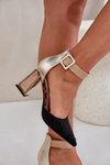 Heeled Sandals With Pointed Toes Black Gekkaria