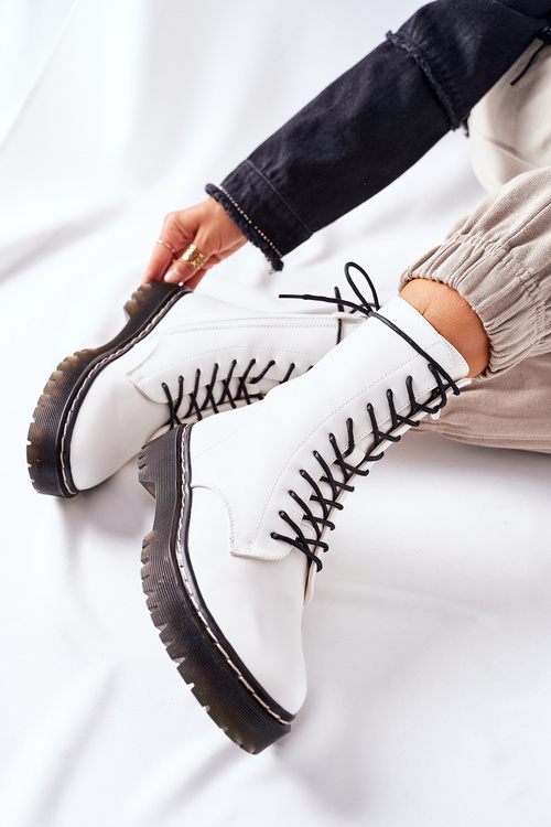 Women's Biker Boots White Corydon
