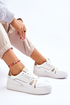 Sneakersy Damskie Wygodne Skóra Białe Bowen