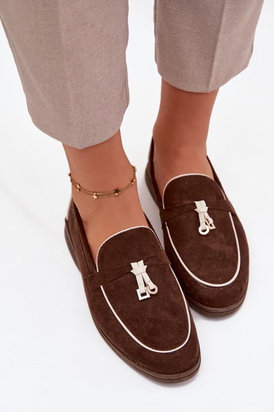 Damskie Mokasyny Loafersy Czekoladowe Darwen