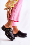 Women's Slippers Clogs On Heel Black Ivette