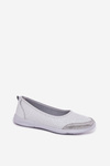 Leather Women's Perforated Ballet Flats White Lucy