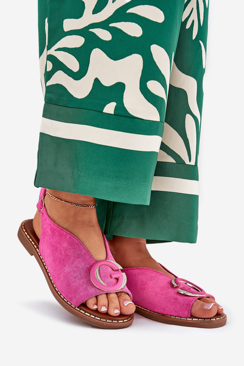 Flat Sandals With Decoration Pink Haliones