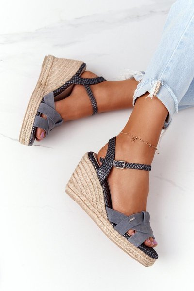 Leather Wedge Sandals Big Star HH274378 Silver