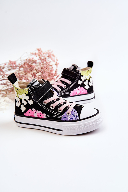 High-top Children's Fabric Sneakers Print Black Dorry