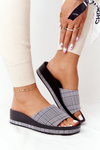 Wedge Slippers Vinceza 21-17113 Grey Plaid