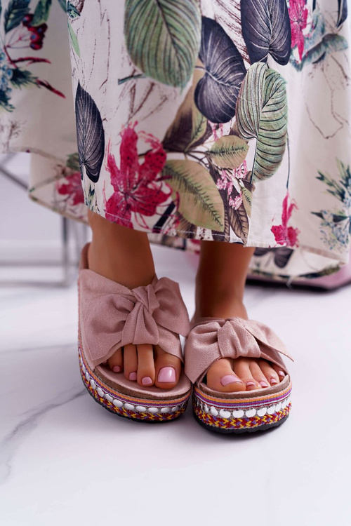 Women's Flip-Flops With Doodles Thick Soles Pink Milady