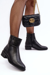 Women's Leather Zip-Up Boots Black Semotti