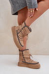 Women's Snow Boots With Embroidery On Platform Brown Naleris