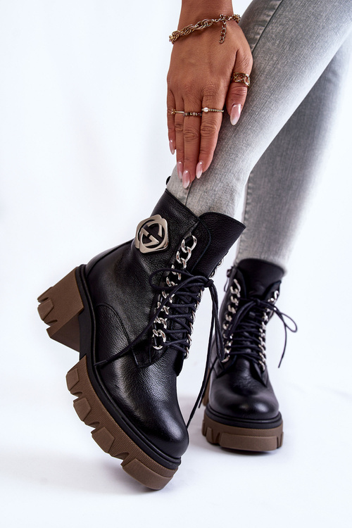 Botki Skóra Ocieplane Suwak Czarne Lemar Raynes