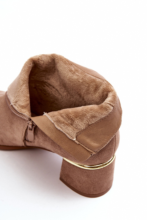 Botki Damskie Zamsz Obcas Beżowe Mebassa 23BT35-6420