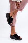 Women's Black Wedge Sandals Vleni