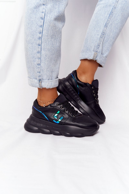 Damskie Sportowe Buty Na Platformie Lu Boo Czarne