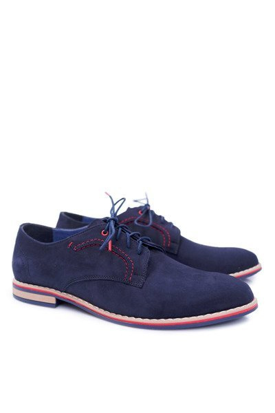 Men's Bednarek Elegant Nubuck Leather Shoes Navy Blue Pietro