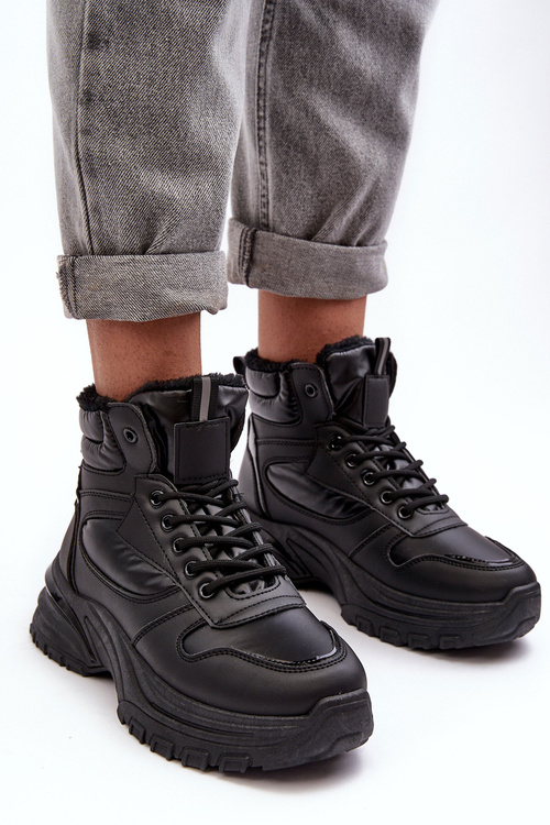 Women's Quilted Lace-Up Sport Shoes Black Dejana