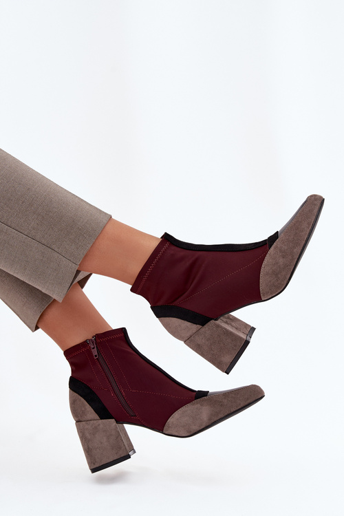 Women's ankle boots with chunky heel zip Bordeaux Delvane