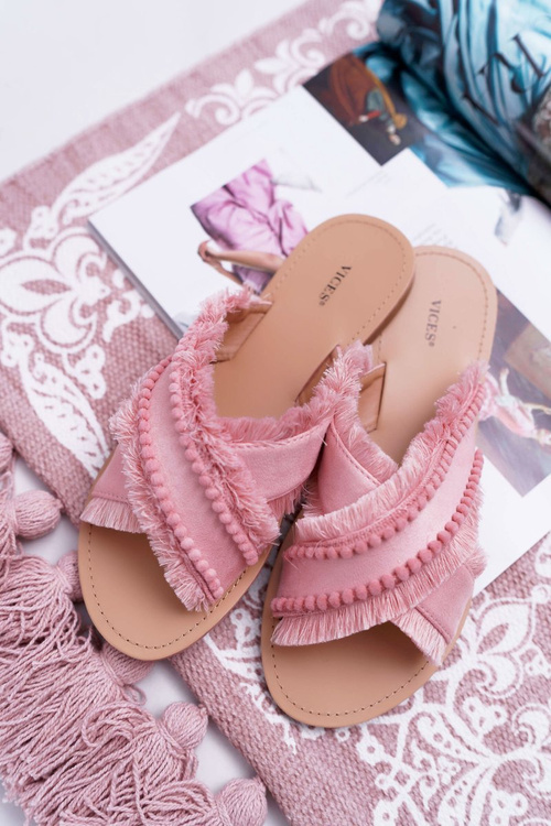 Women's Fabric Flip Flops Vices 7269 Pink Jamen